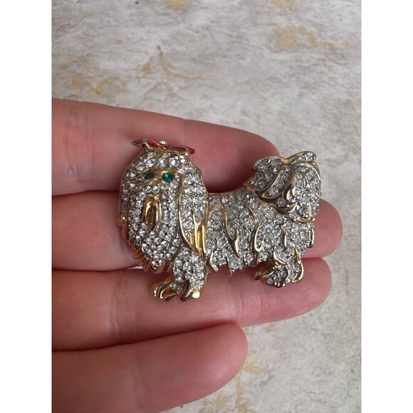 Maltese Dog Rhinestone Brooch Pin Gorgeous - Picture 5 of 10
